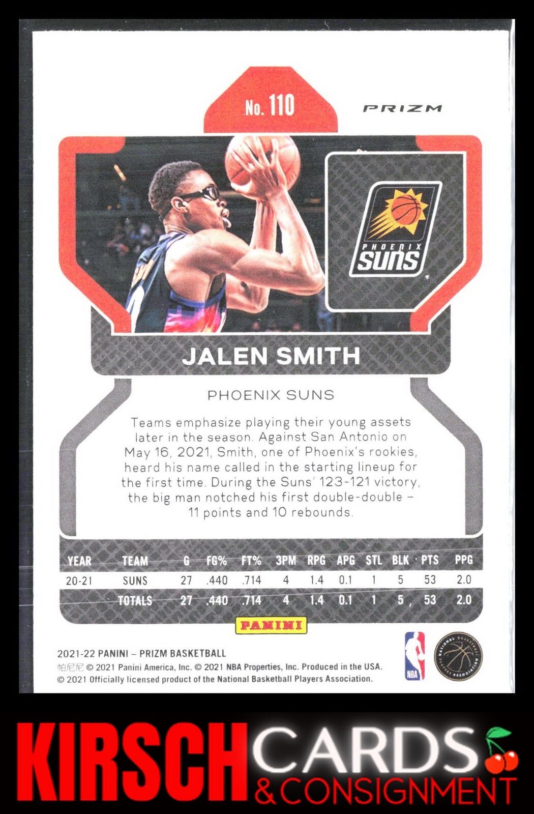 Jalen Smith 2021 2021-22 Panini Prizm #110 Ice Phoenix Suns