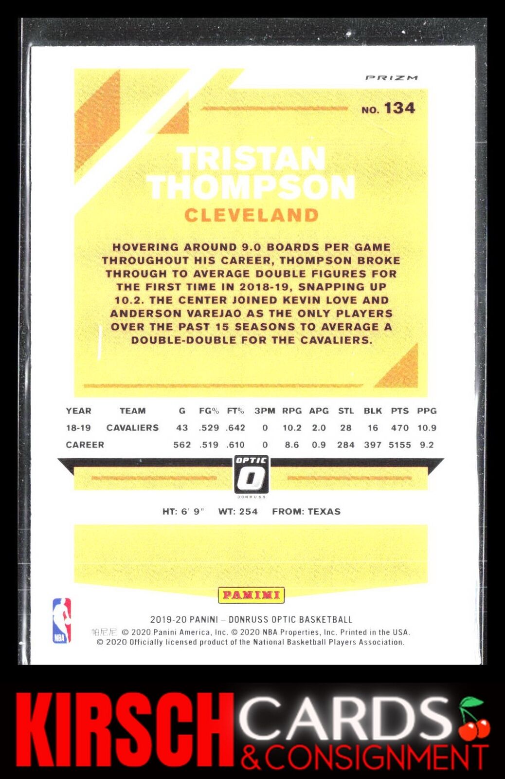 Tristan Thompson 2019-20 Donruss Optic #134 Fanatics Factory Set Silver Wave