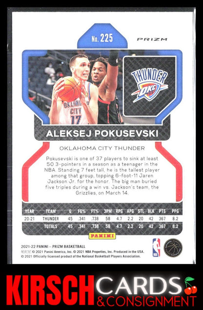 Aleksej Pokusevski 2021 2021-22 Panini Prizm #225 Ice Oklahoma City Thunder