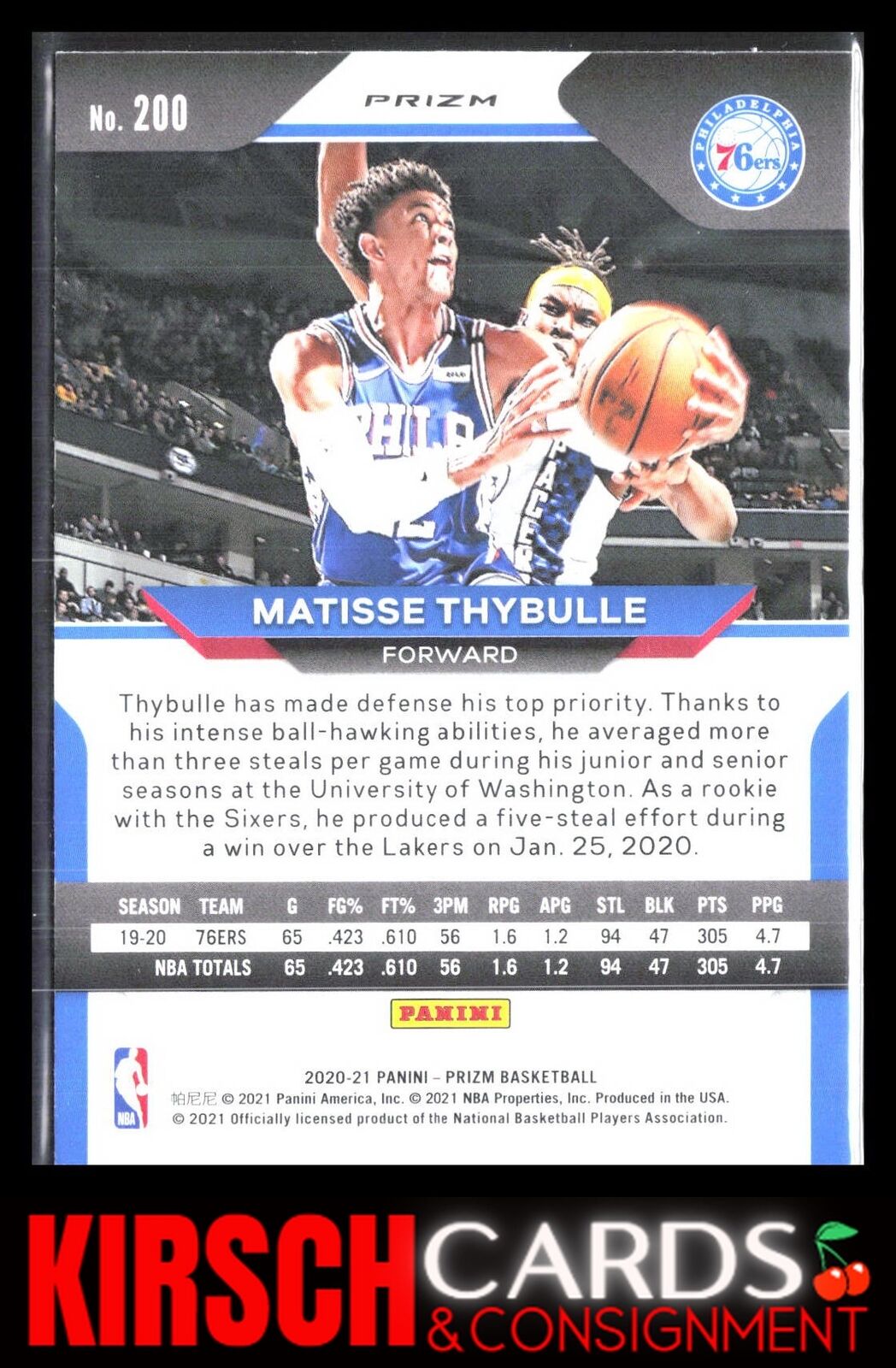 Matisse Thybulle 2020 2020-21 Panini Prizm #200 Red, White and Blue Prizms