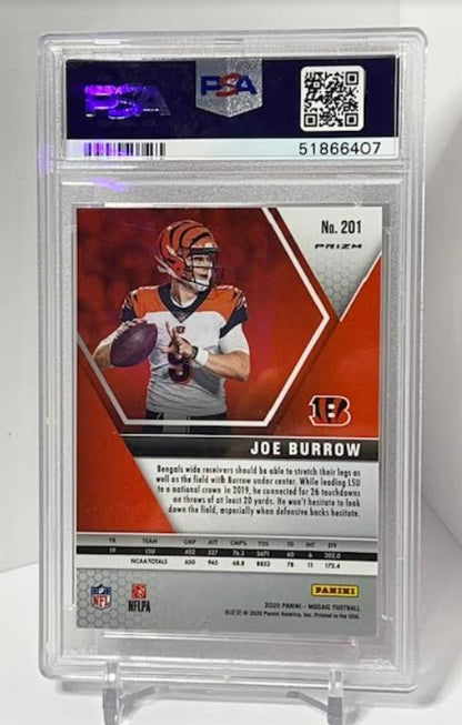 2020 Panini Mosaic JOE BURROW #201 Reactive Green Prizm RC PSA 10 Gem Mint