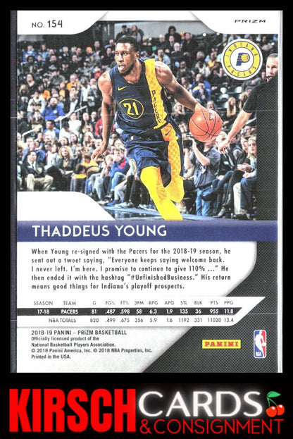 Thaddeus Young 2018 2018-19 Panini Prizm #154 Prizms Silver Indiana Pacers