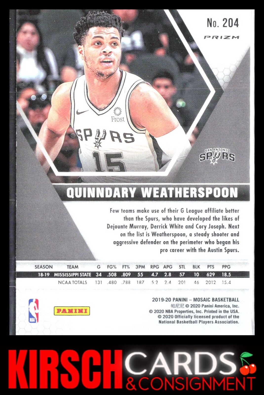 Quinndary Weatherspoon 2019 2019-20 Panini Mosaic #204 Camo Pink