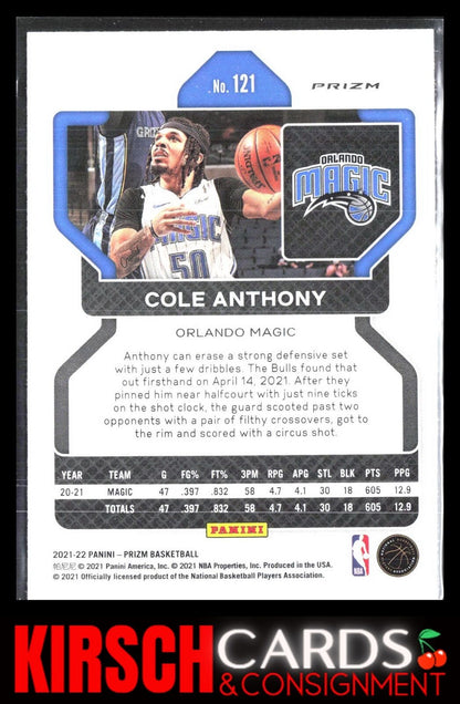 Cole Anthony 2021 2021-22 Panini Prizm #121 Red White and Blue Orlando Magic