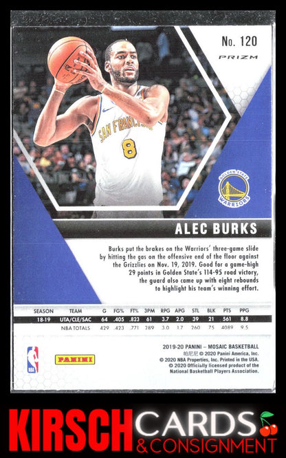 Alec Burks 2019-20 Panini Mosaic #120 Reactive Orange Golden State Warriors