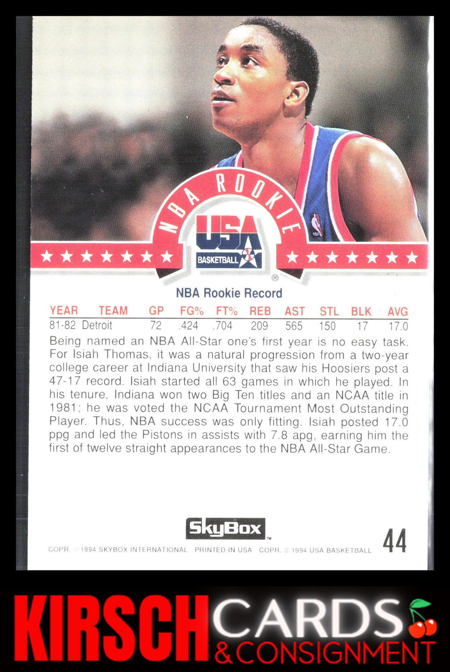 Isiah Thomas 1994 SkyBox USA #44 USA