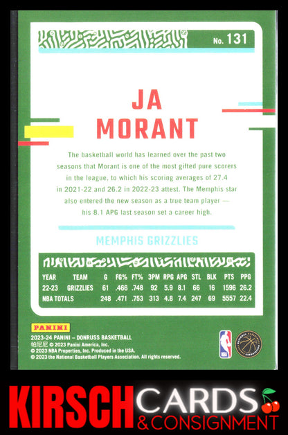 Ja Morant 2023-24 Donruss #131 Memphis Grizzlies