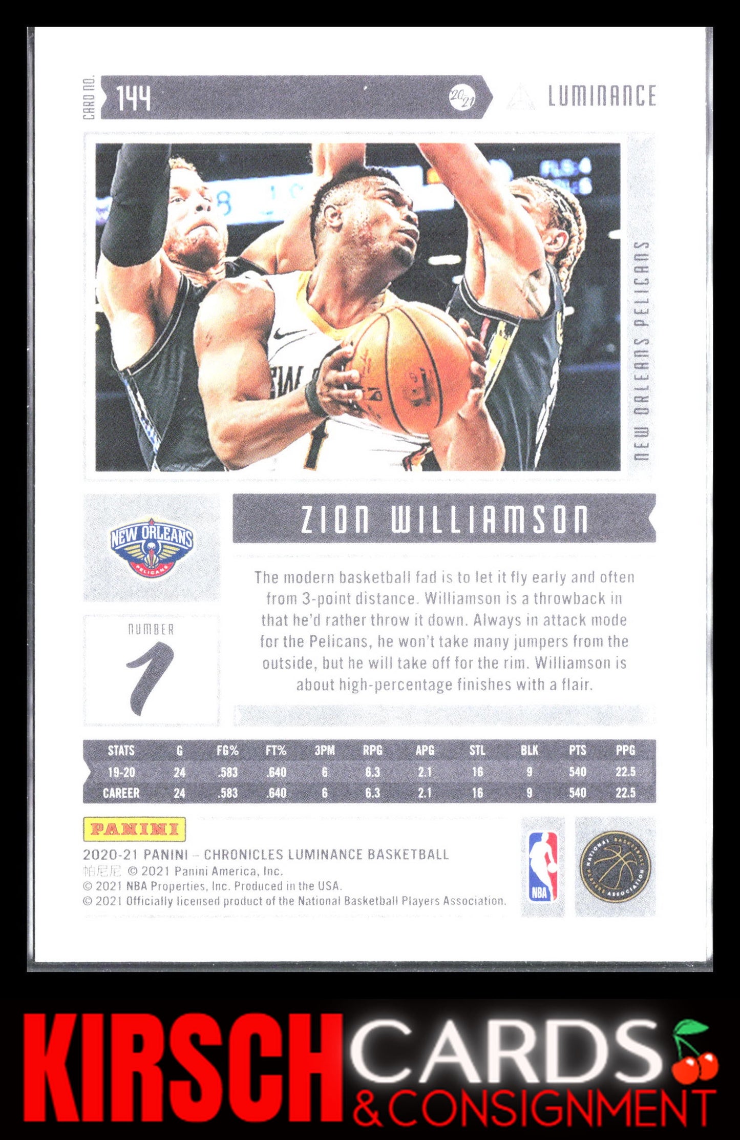 Zion Williamson 2020-21 Panini Chronicles #144 New Orleans Pelicans