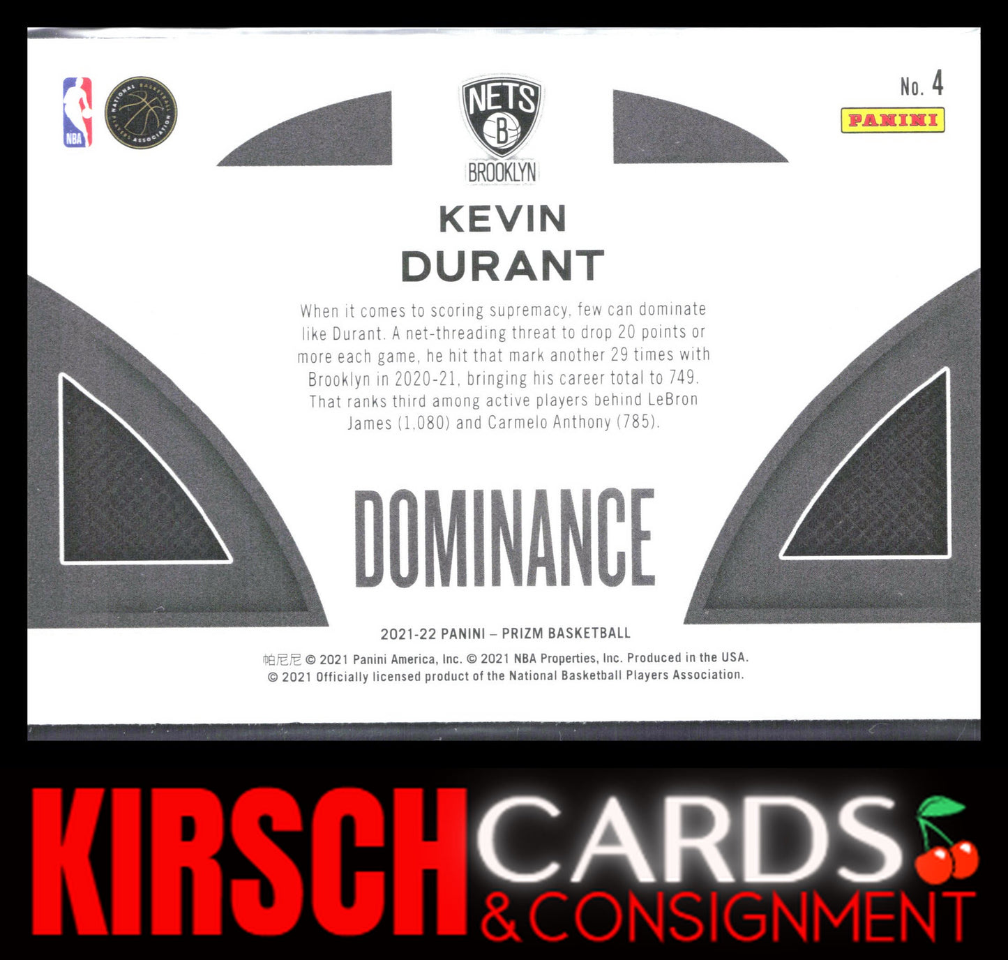 Kevin Durant 2021-22 Panini Prizm #4 Dominance Brooklyn Nets