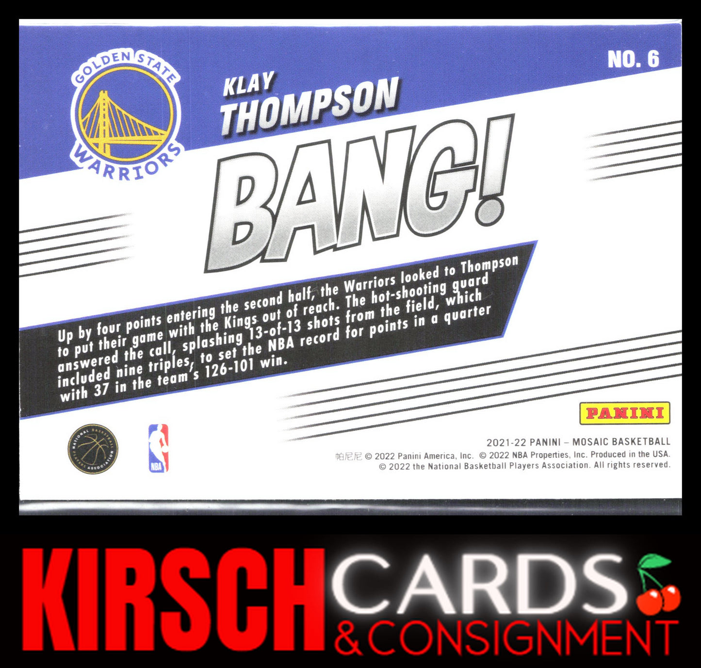 Klay Thompson 2021-22 Panini Mosaic #6 Bang! Golden State Warriors