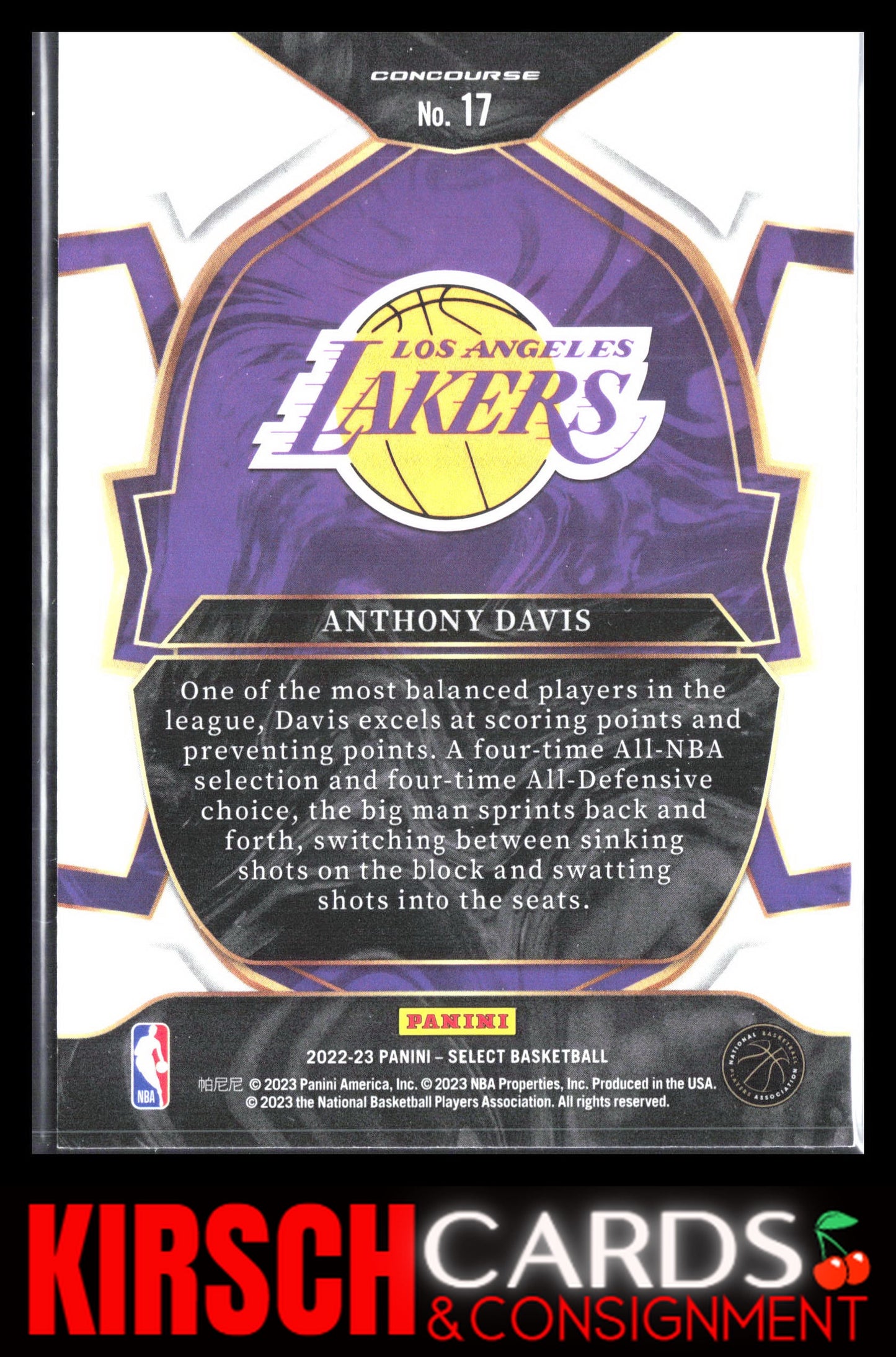 Anthony Davis 2022-23 Panini Select #17 Blue (Retail Base) Los Angeles Lakers