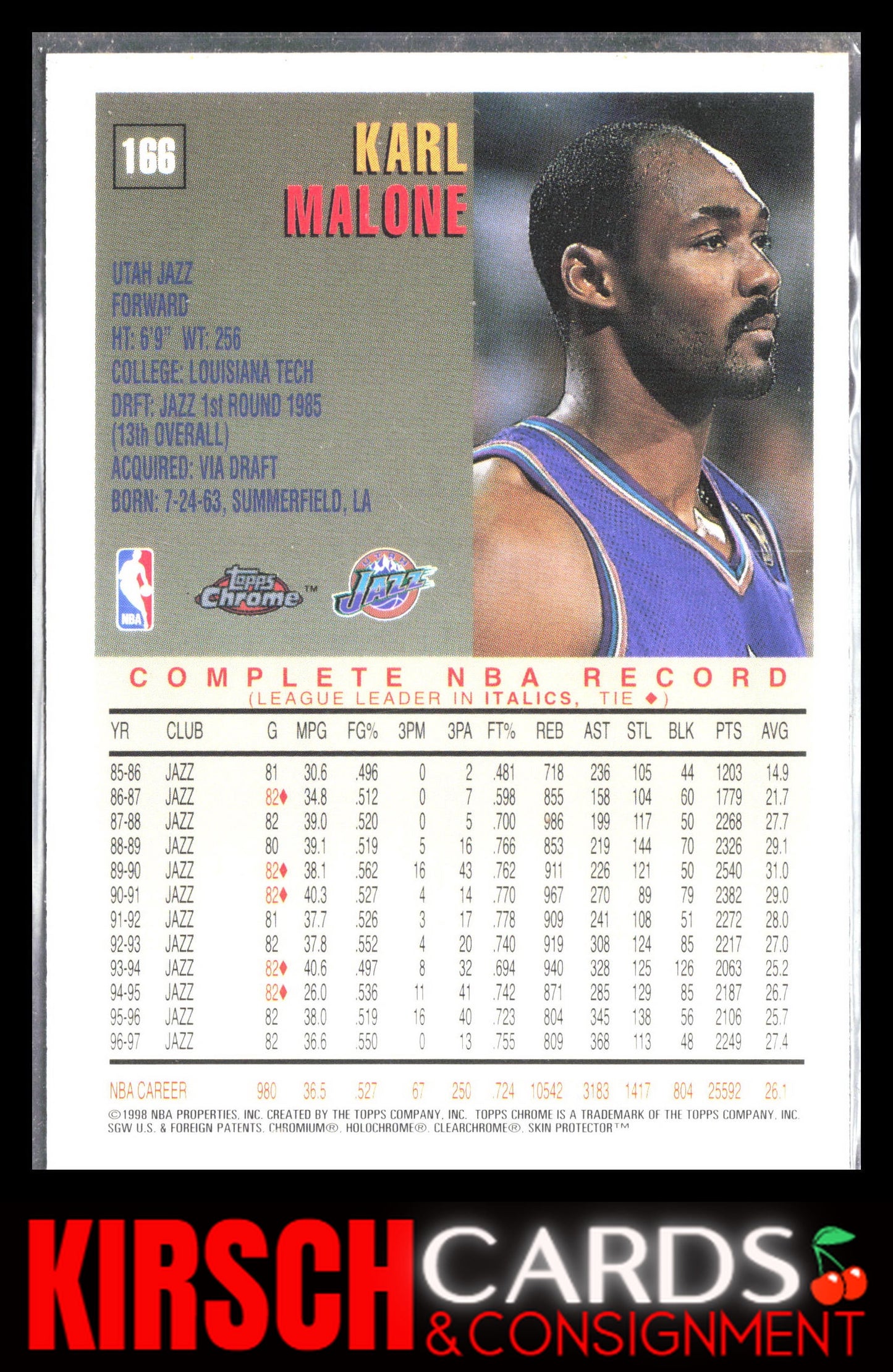 Karl Malone 1997-98 Topps Chrome #166 Utah Jazz