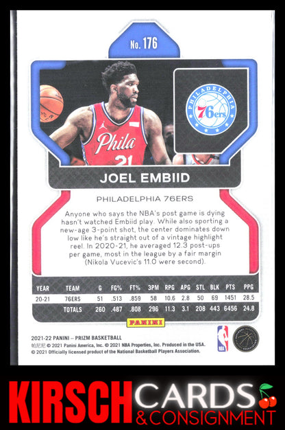 Joel Embiid 2021-22 Panini Prizm #176 Philadelphia 76ers