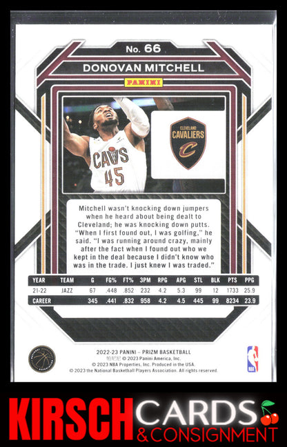 Donovan Mitchell 2022-23 Panini Prizm #66 Cleveland Cavaliers