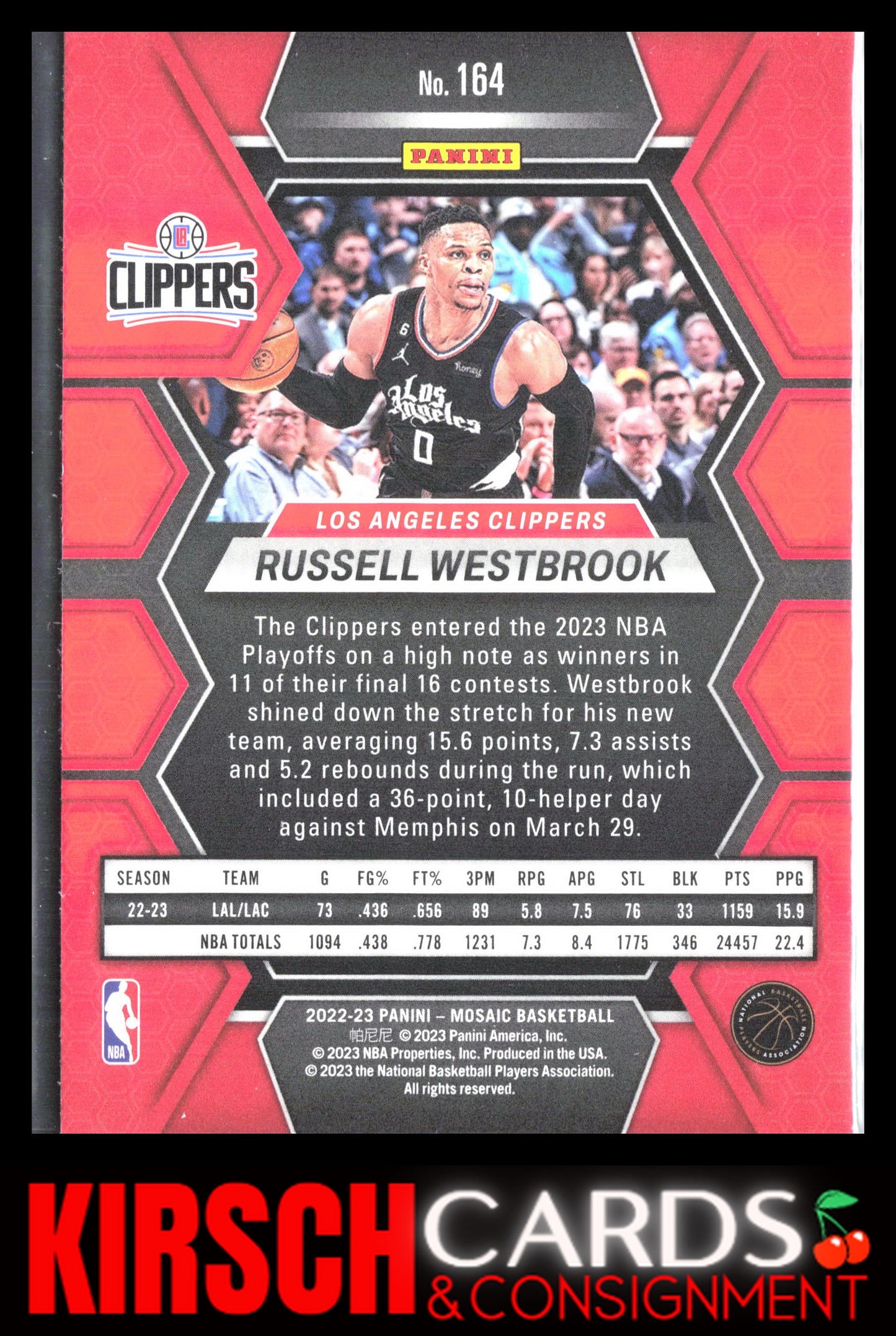 Russell Westbrook 2022-23 Panini Mosaic #164 Los Angeles Clippers