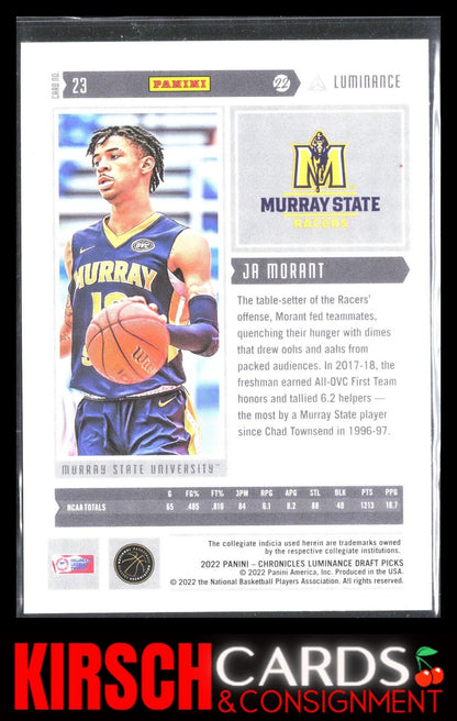 Ja Morant 2022 Panini Chronicles Draft Picks #23 Luminance Murray State Racers