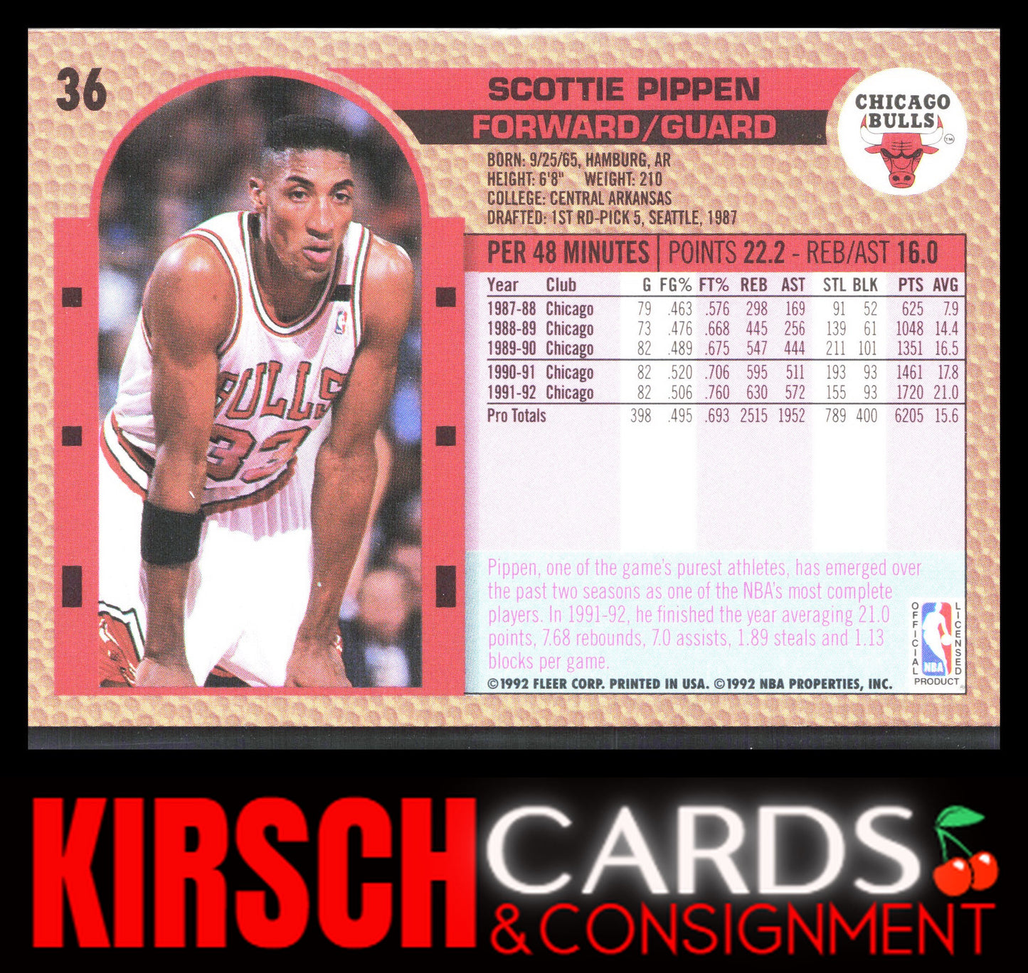 Scottie Pippen 1992-93 Fleer #36 Chicago Bulls