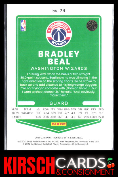 Bradley Beal 2021-22 Donruss Optic #74 Washington Wizards