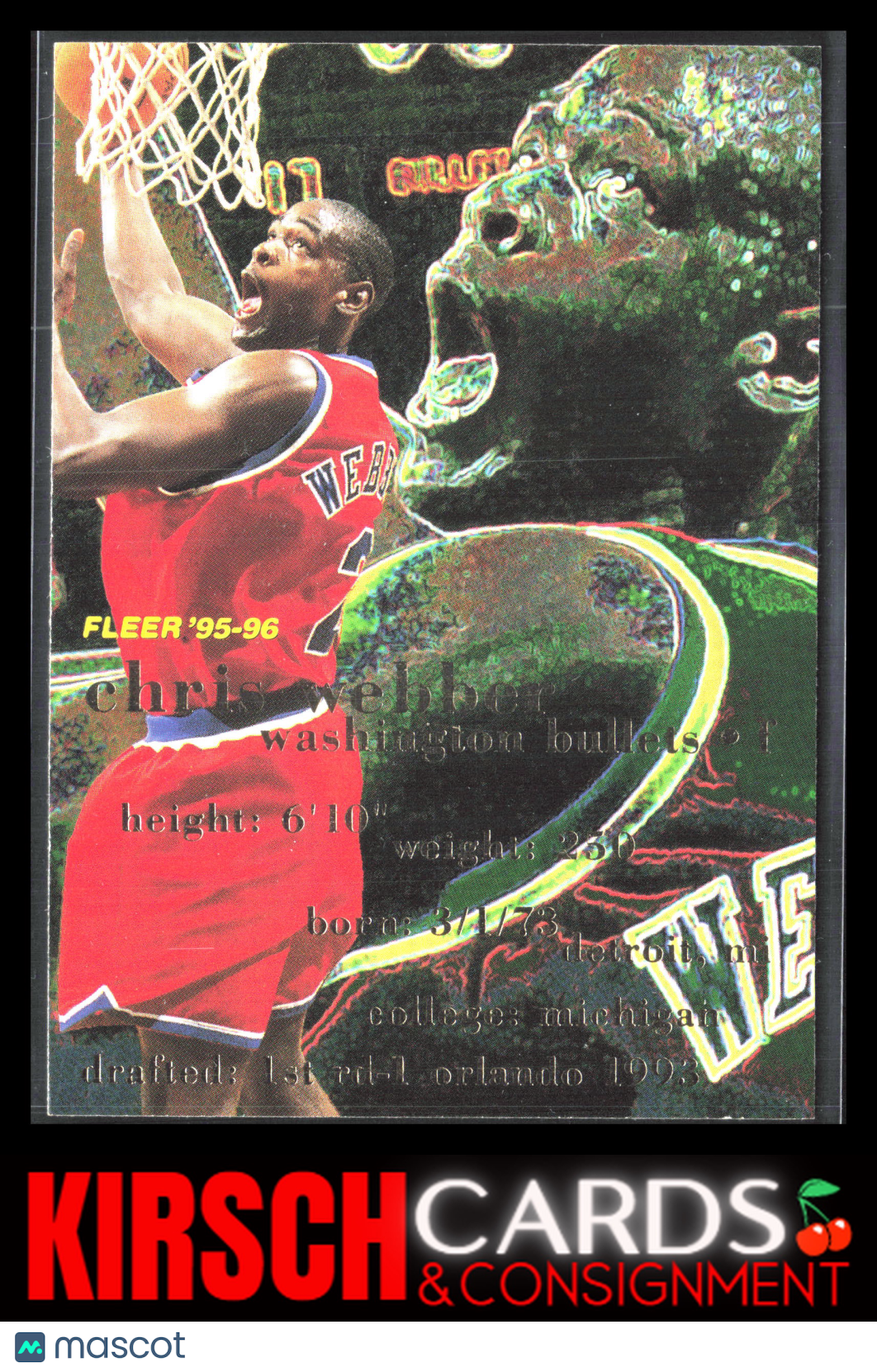 Chris Webber 1995-96 Fleer #197 Washington Bullets