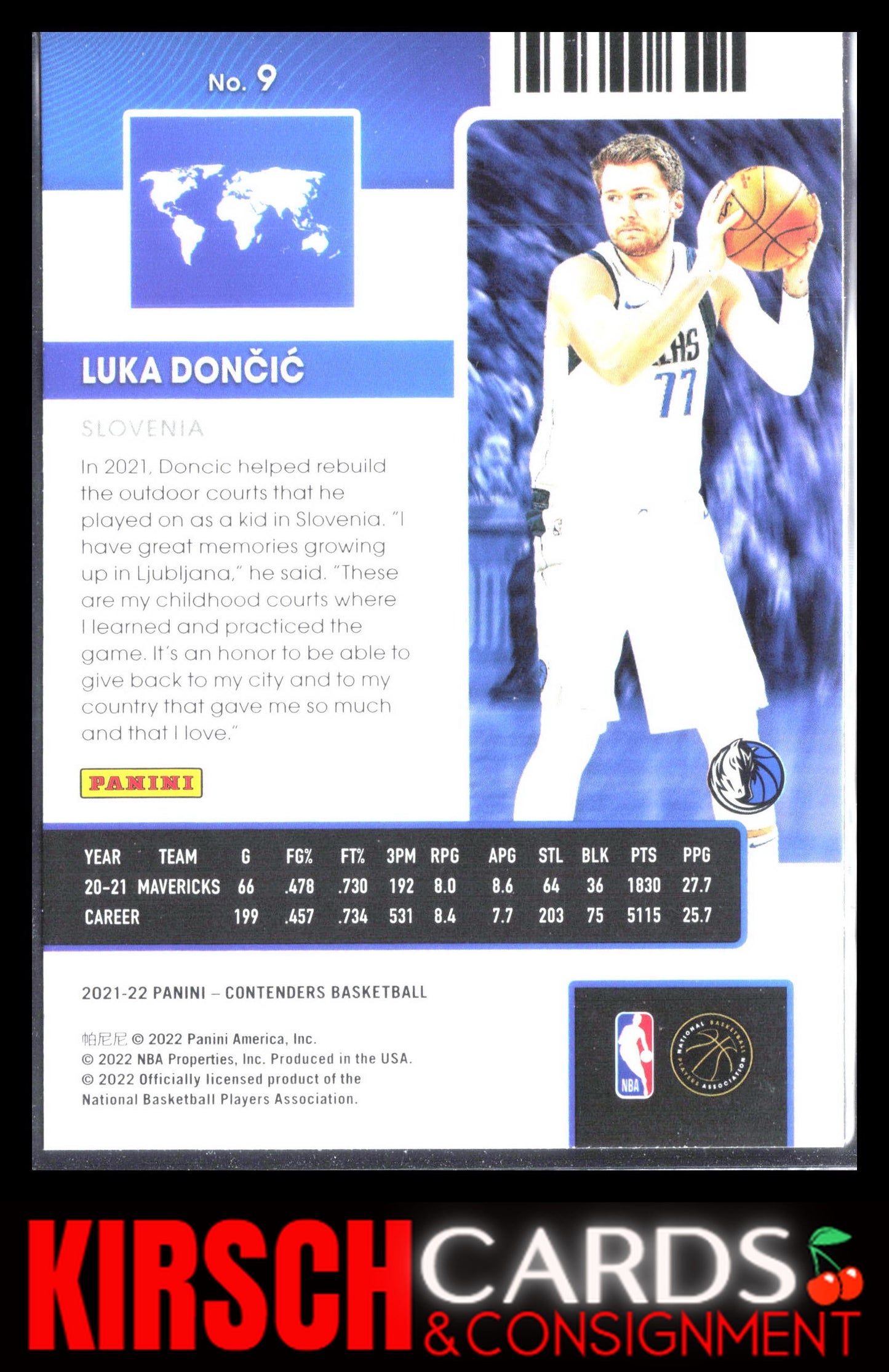 Luka Doncic 2021-22 Panini Contenders #9 International Ticket Dallas Mavericks