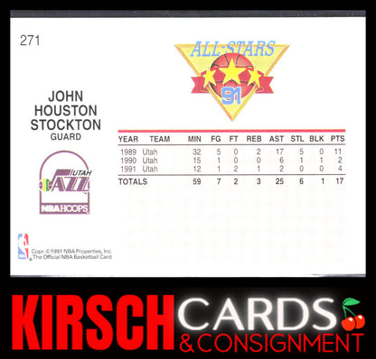 John Stockton 1991-92 Hoops #271 Utah Jazz