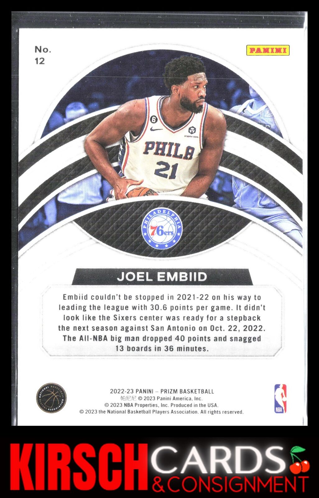 Joel Embiid 2022-23 Panini Prizm #12 Dominance Philadelphia 76ers