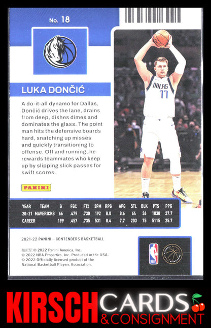 Luka Doncic 2021-22 Panini Contenders #18 Dallas Mavericks