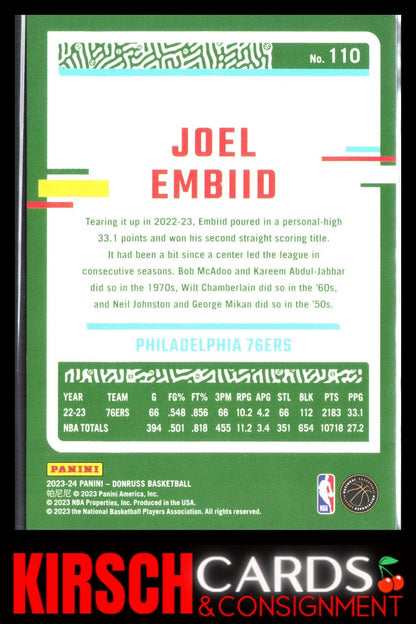 Joel Embiid 2023-24 Donruss #110 Philadelphia 76ers