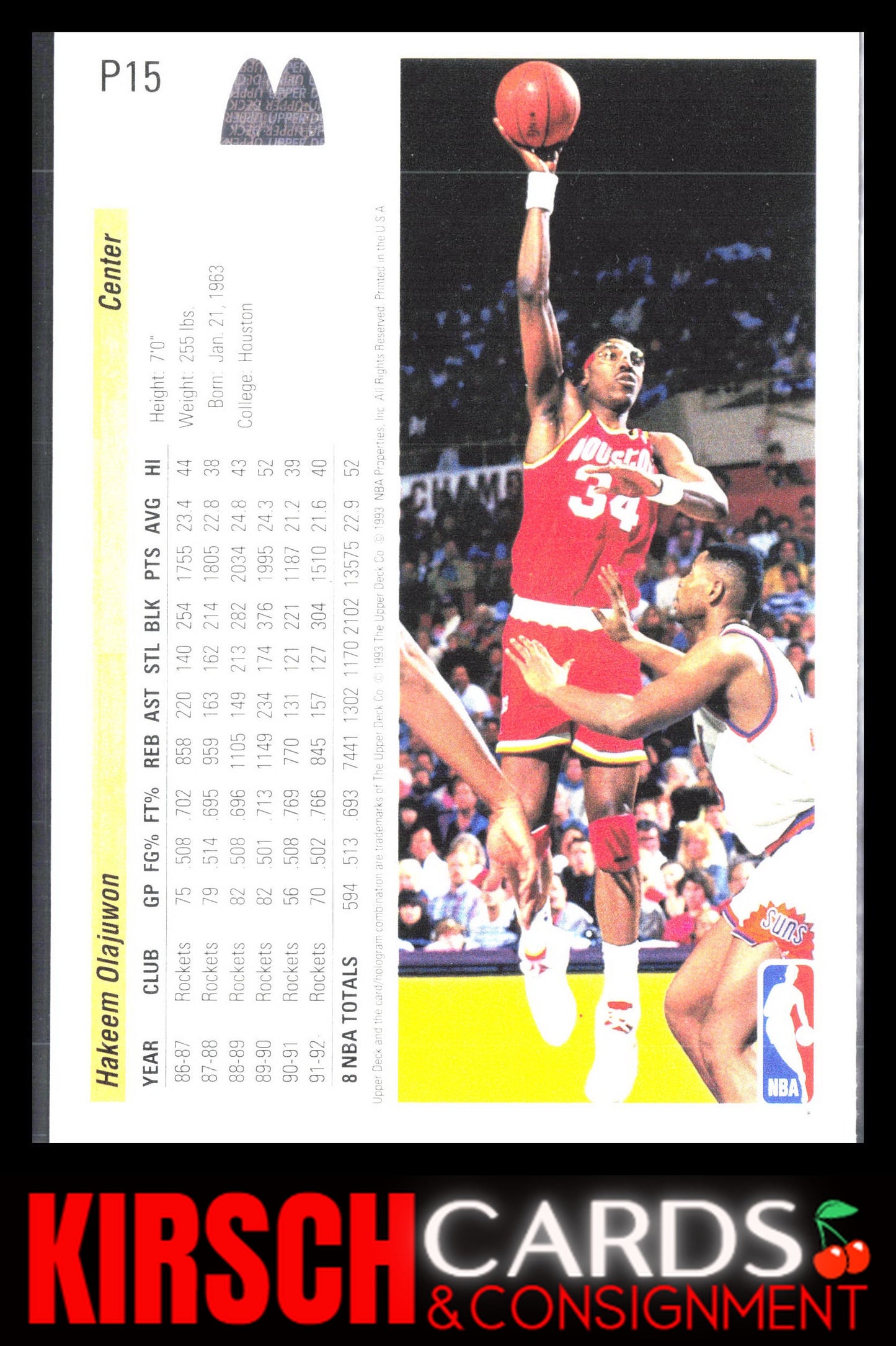 Hakeem Olajuwon 1992-93 Upper Deck McDonald's #P15 Houston Rockets