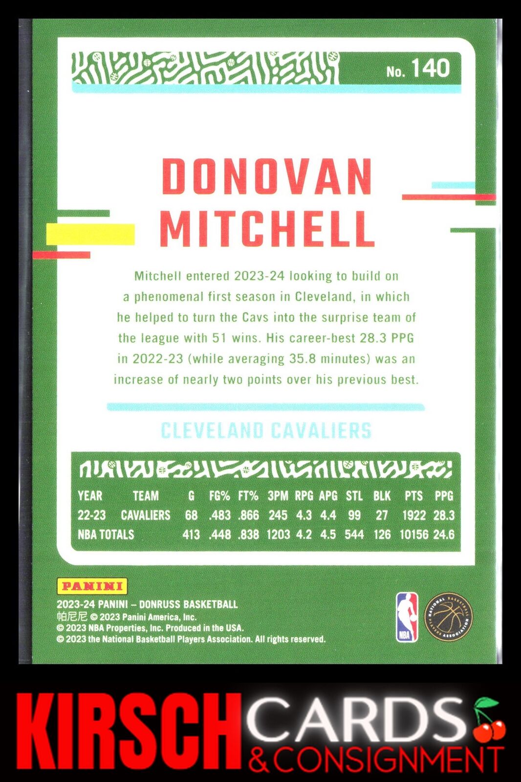 Donovan Mitchell 2023-24 Donruss #140 Cleveland Cavaliers