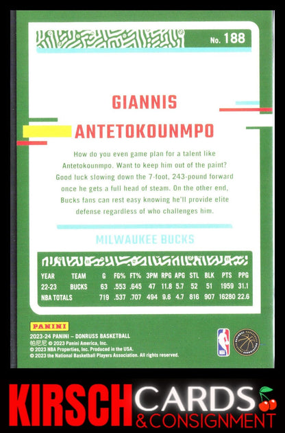 Giannis Antetokounmpo 2023-24 Donruss #188 Milwaukee Bucks