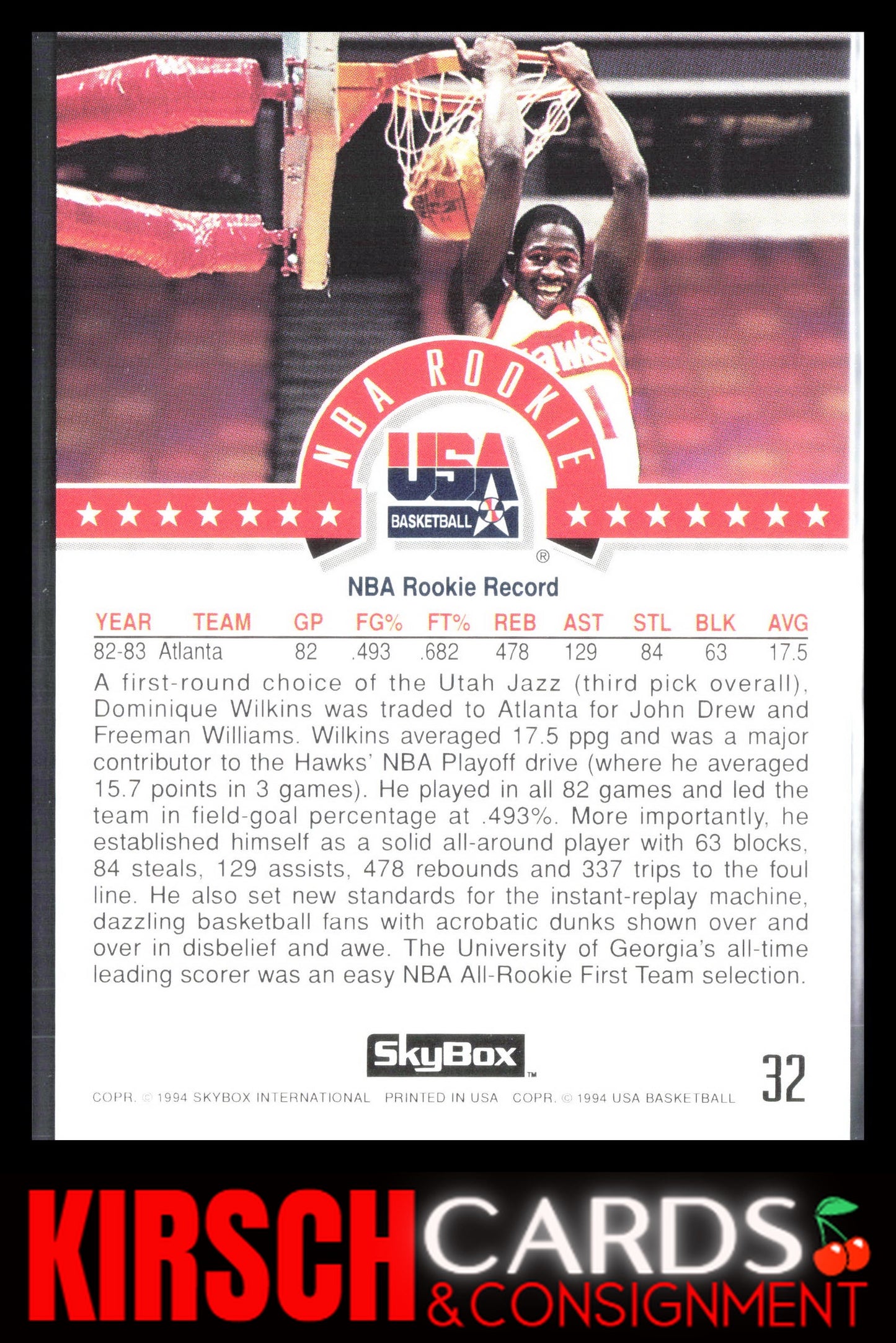 Dominique Wilkins 1994 SkyBox USA #32 USA