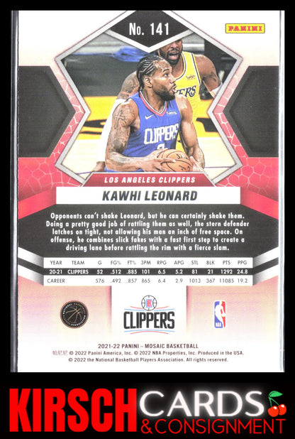 Kawhi Leonard 2021-22 Panini Mosaic #141 Los Angeles Clippers