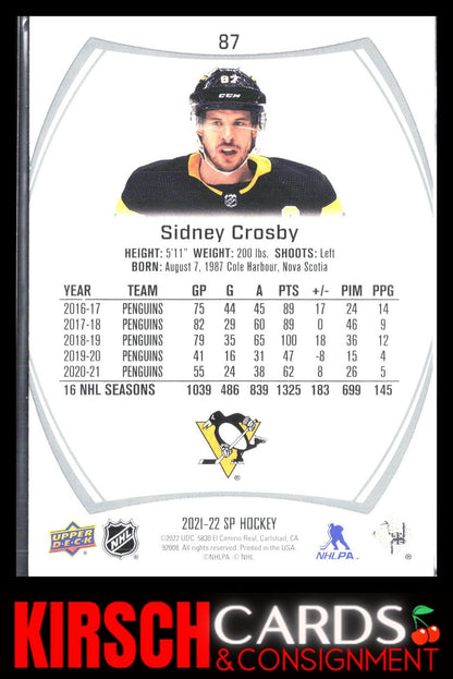 Sidney Crosby 2021-22 SP #87 Pittsburgh Penguins