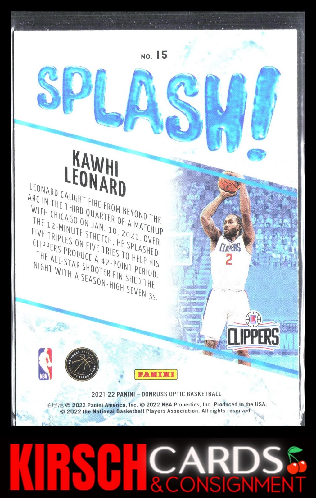 Kawhi Leonard 2021-22 Donruss Optic #15 Splash! Los Angeles Clippers