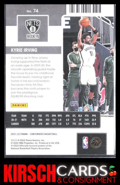 Kyrie Irving 2021-22 Panini Contenders #74 Brooklyn Nets