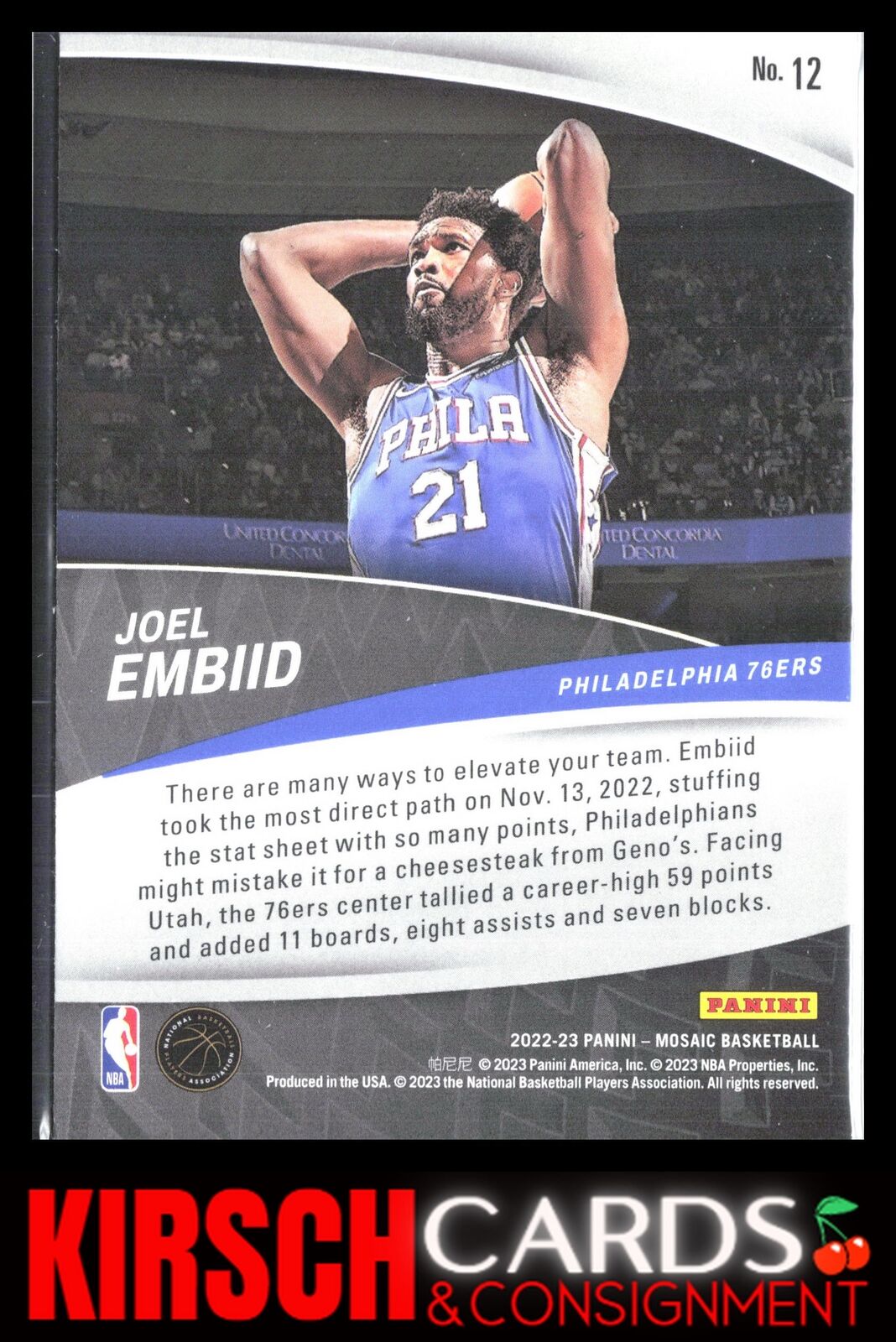 Joel Embiid 2022-23 Panini Mosaic #12 Elevate Philadelphia 76ers