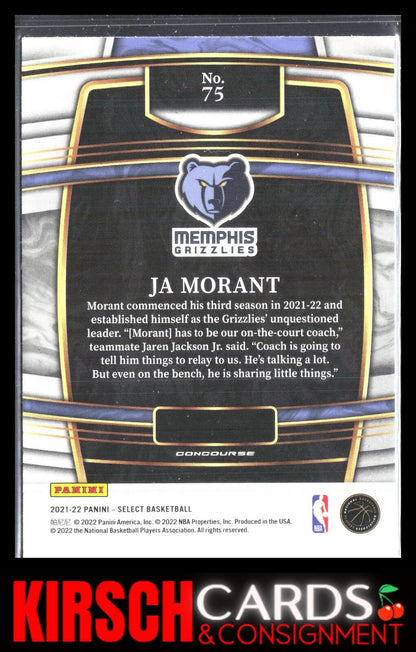 Ja Morant 2021-22 Panini Select #75 Blue (Retail Base) Memphis Grizzlies