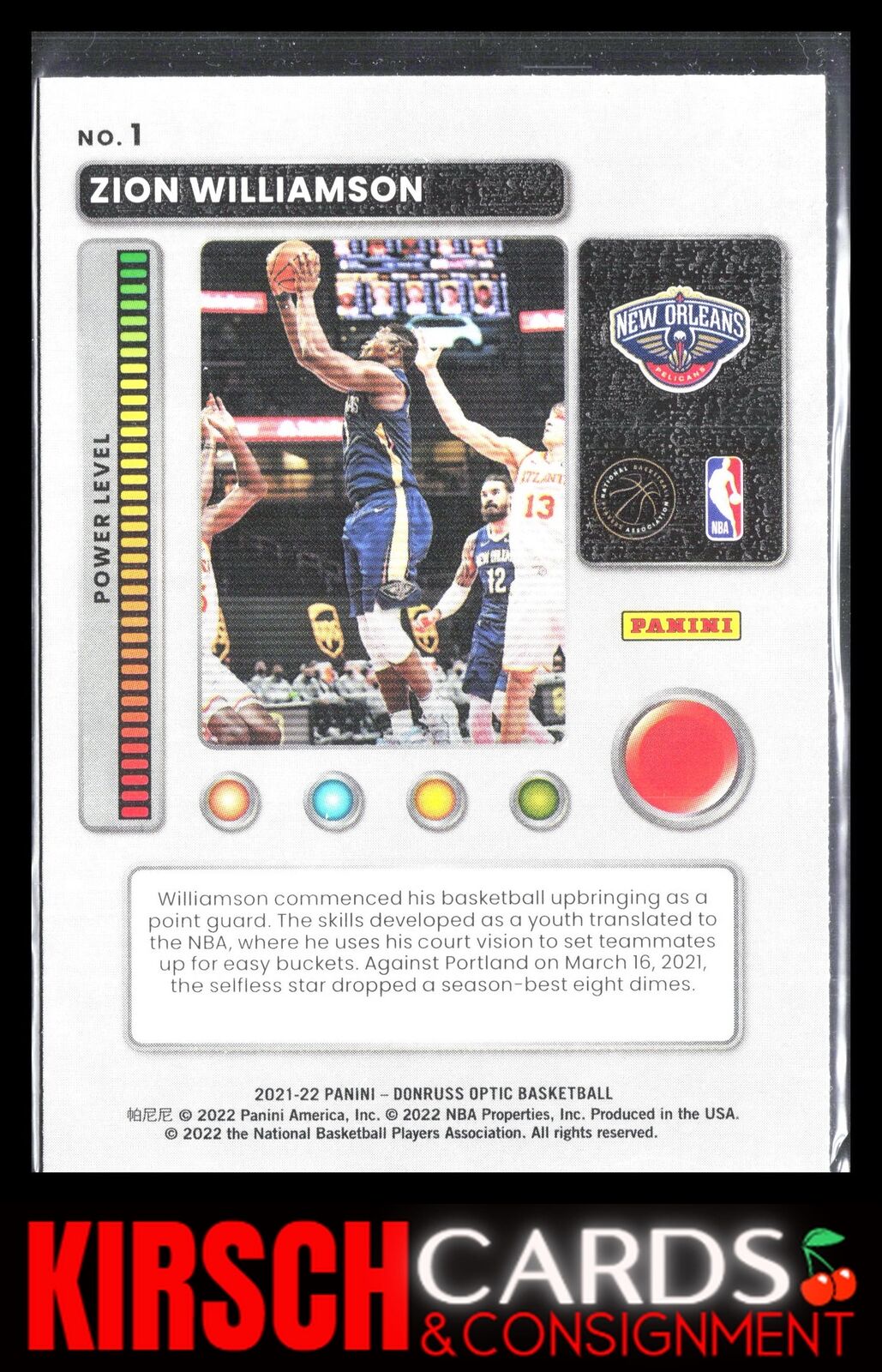 Zion Williamson 2021-22 Donruss Optic #1 T-Minus 3...2...1... Pelicans