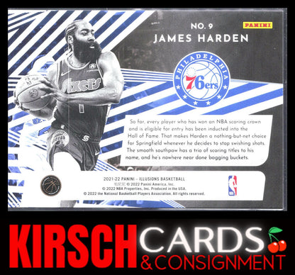 James Harden 2021-22 Panini Illusions #9 Chasing the Hall Philadelphia 76ers