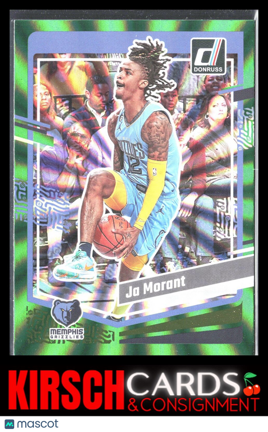 Ja Morant 2023-24 Donruss #131 Green Laser Holo Memphis Grizzlies