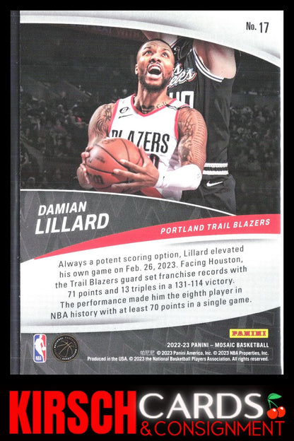 Damian Lillard 2022-23 Panini Mosaic #17 Elevate Portland Trail Blazers