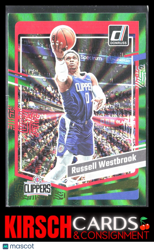 Russell Westbrook 2023-24 Donruss #145 Green Laser Holo Los Angeles Clippers