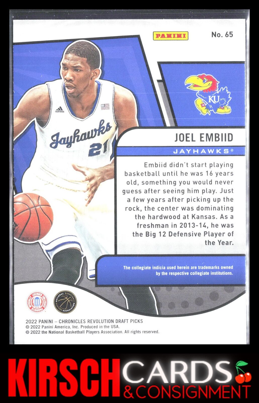 Joel Embiid 2022 Panini Chronicles Draft Picks #65 Revolution Kansas Jayhawks