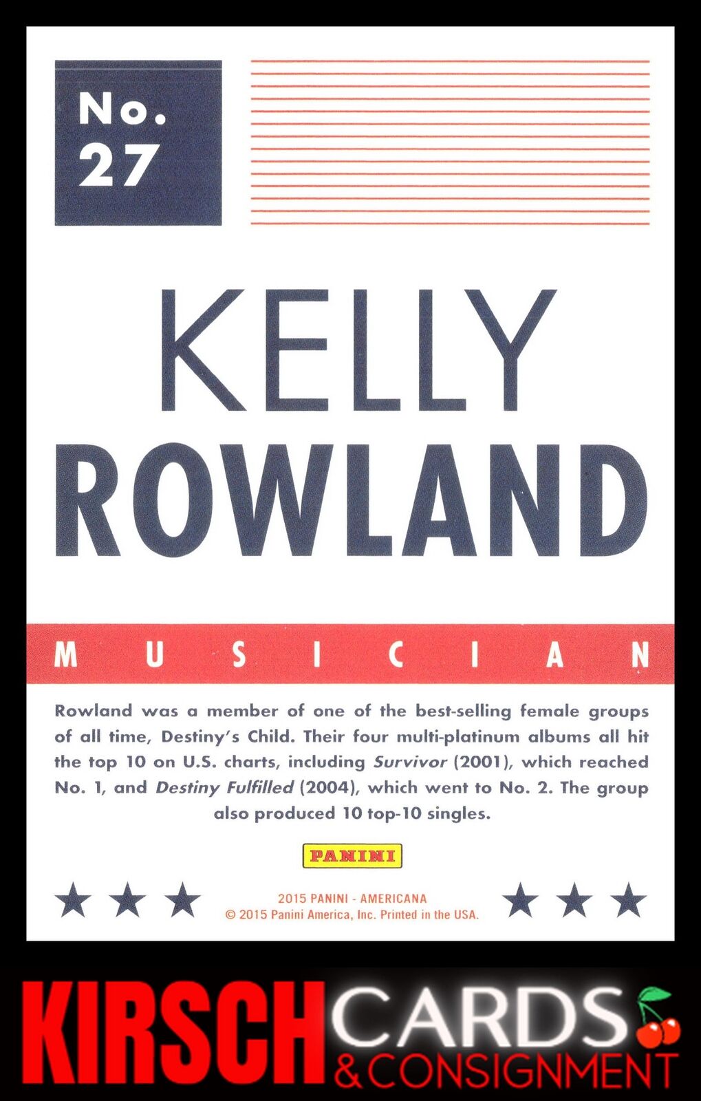 Kelly Rowland 2015 Panini Americana #27