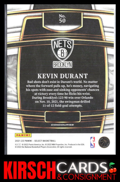 Kevin Durant 2021-22 Panini Select #50 Blue (Retail Base) Brooklyn Nets