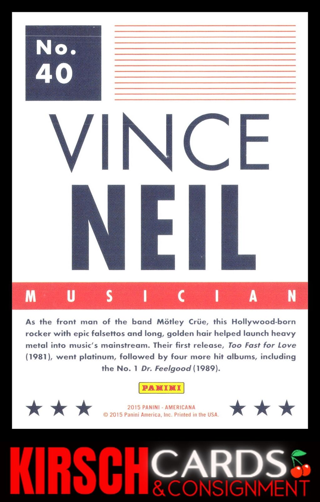 Vince Neil 2015 Panini Americana #40