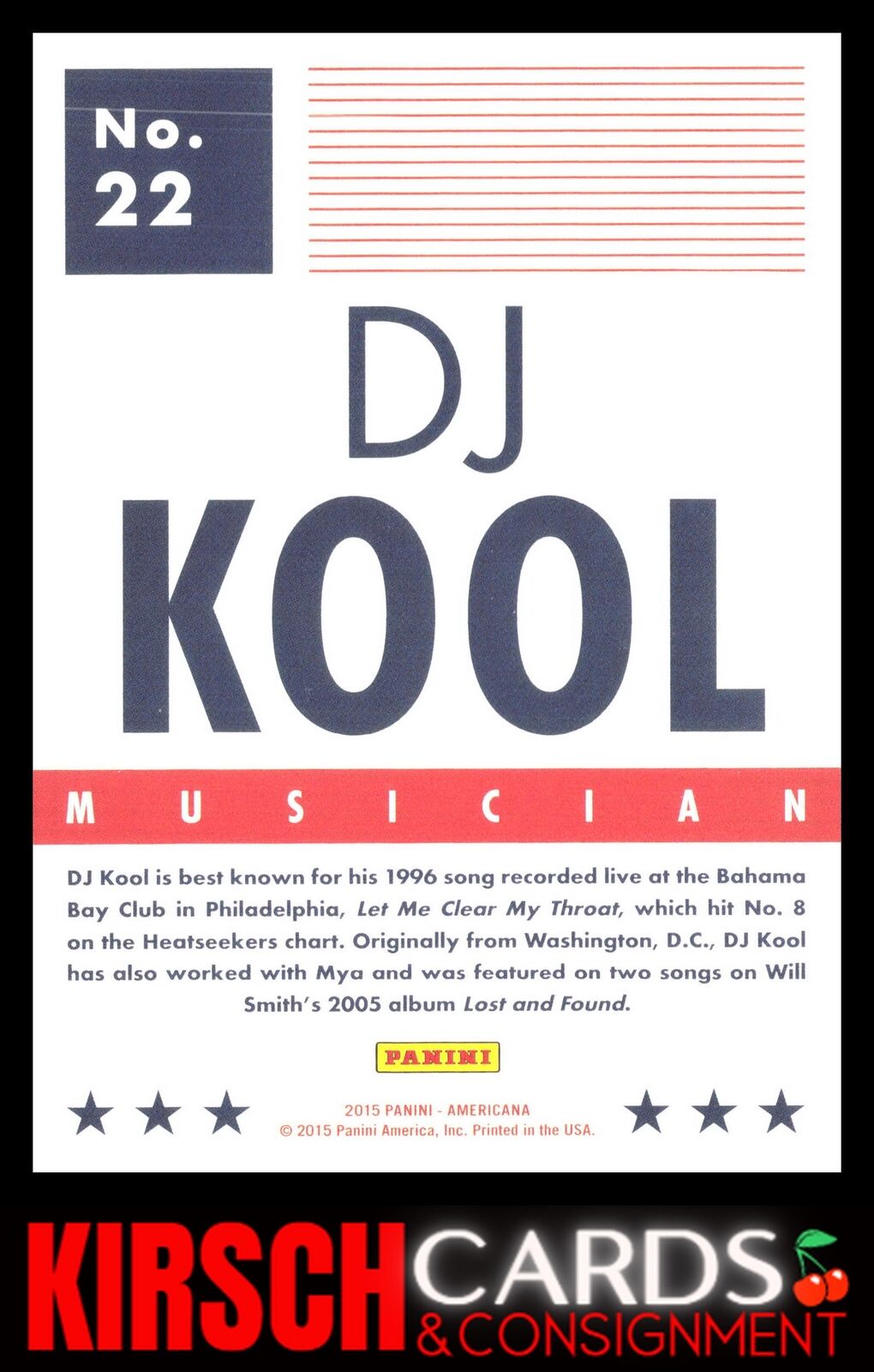 DJ Kool 2015 Panini Americana #22