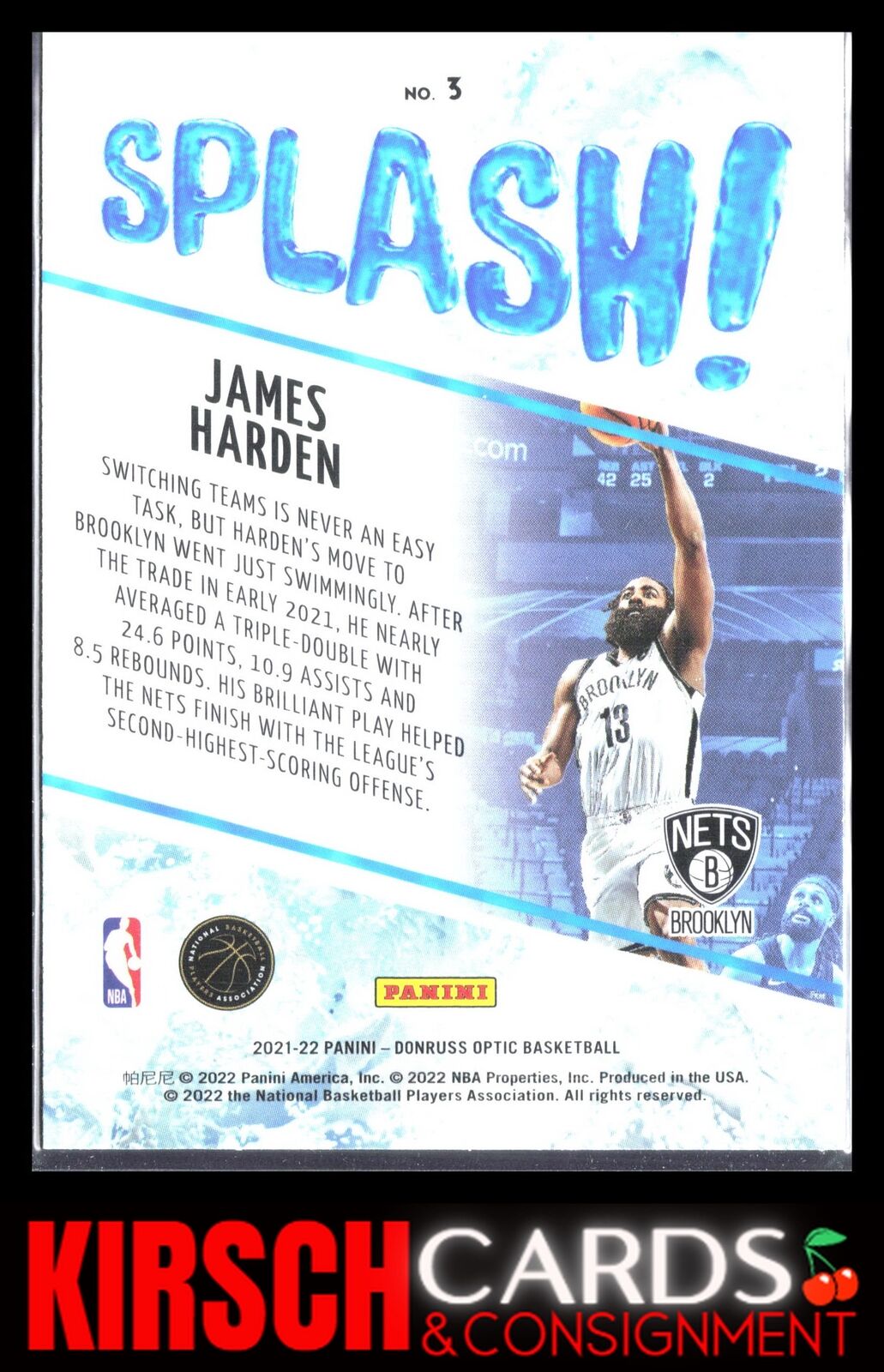 James Harden 2021-22 Donruss Optic #3 Splash! Brooklyn Nets