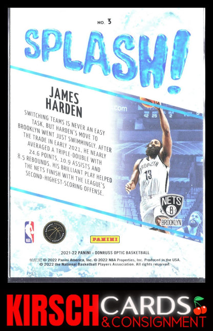 James Harden 2021-22 Donruss Optic #3 Splash! Brooklyn Nets